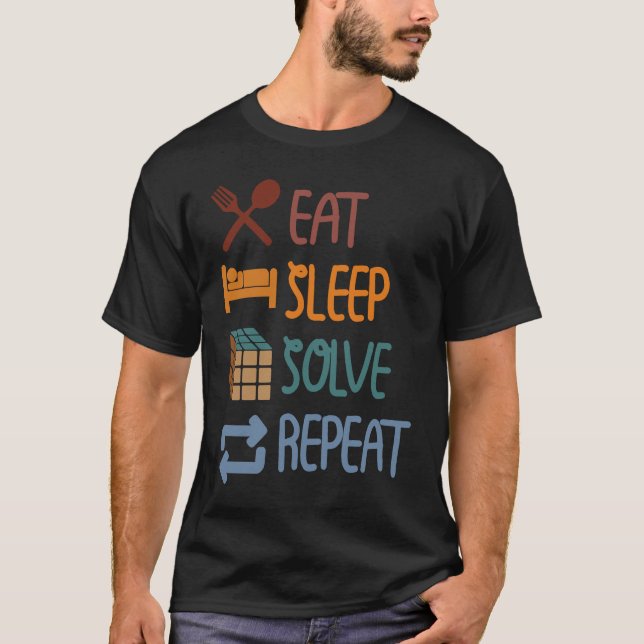 Camiseta Eat Sleep Solve Repeat  Solve Cube Puzzle Fun  2 (Frente)