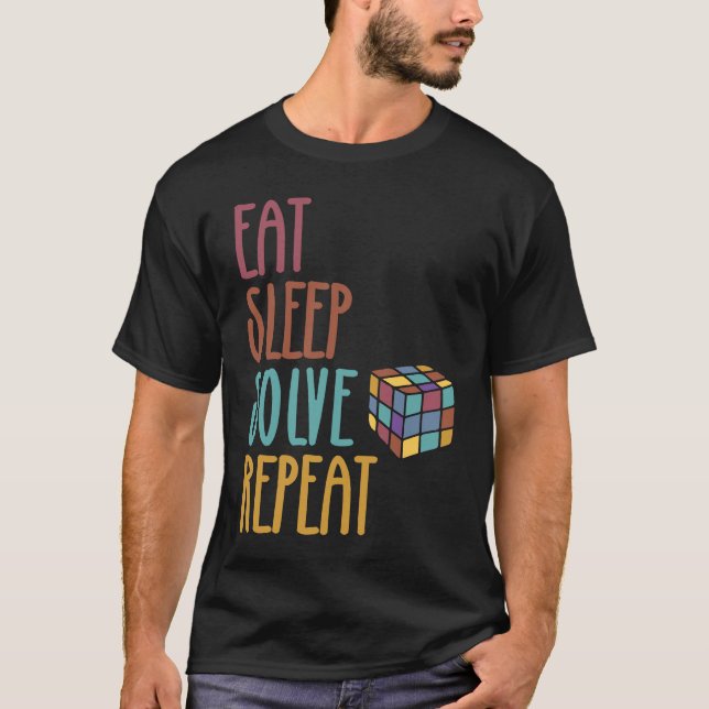 Camiseta Eat Sleep Solve Repeat  Solve Cube Puzzle Fun  3 (Frente)