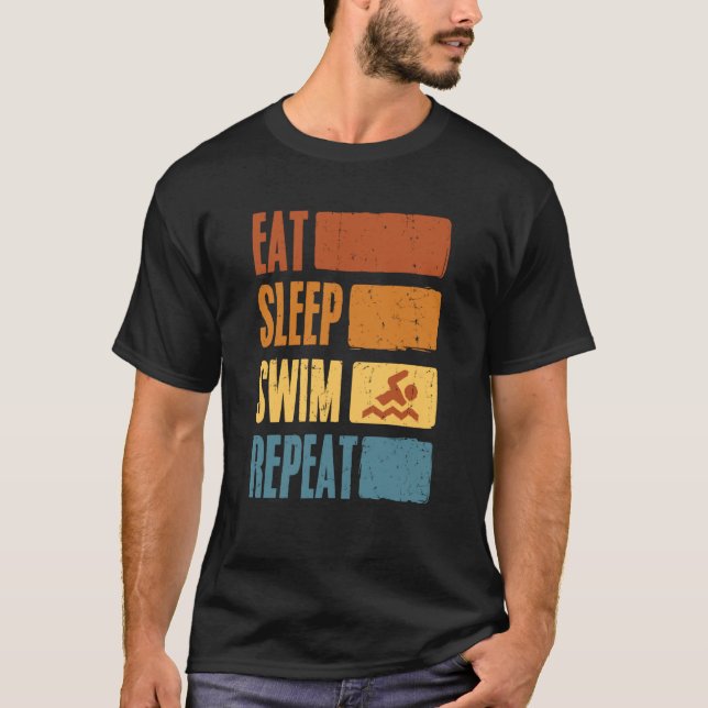 Camiseta Eat Sleep Swim Repeat Swimming Sarcastic Print  7 (Frente)