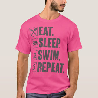 Camiseta Eat Sleep Swim Repeat Tee Funny Swimming Swimmer G