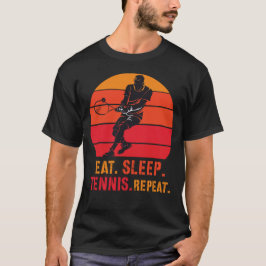 Camiseta Eat Sleep Tennis Repeat Retro Sunset