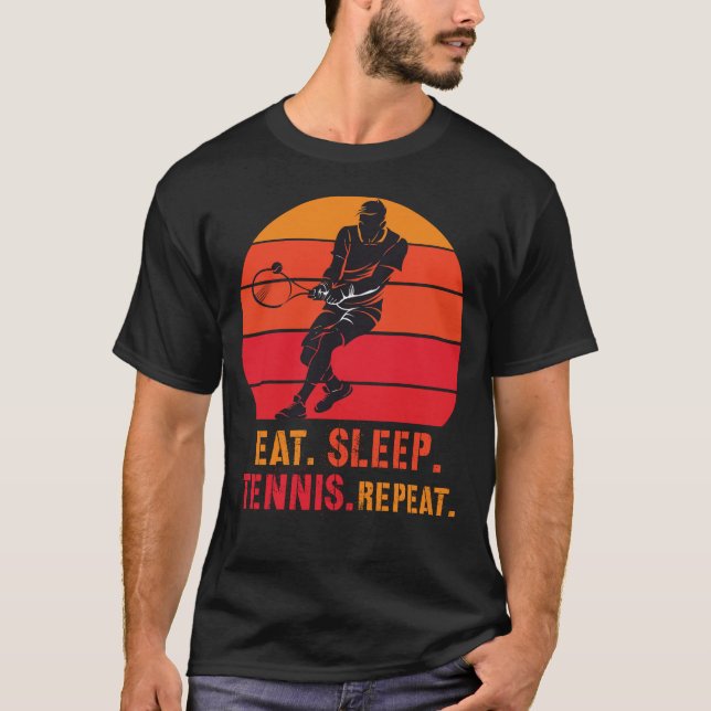 Camiseta Eat Sleep Tennis Repeat Retro Sunset (Frente)