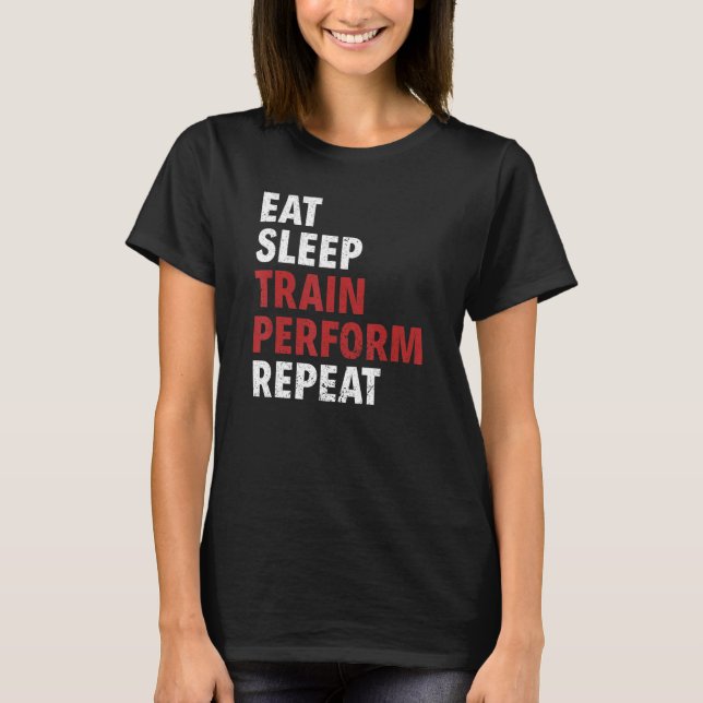 Camiseta Eat Sleep Train Perform Repeat Aerial Silks (Frente)
