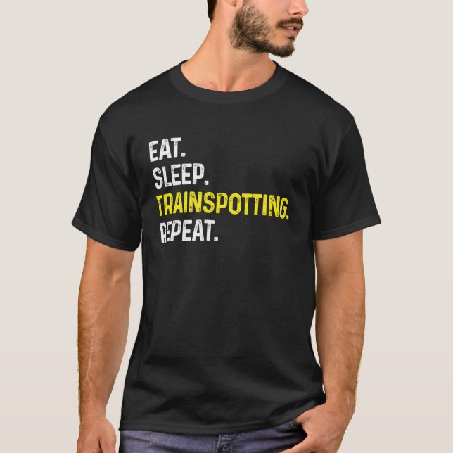 Camiseta Eat Sleep Train spotting Repeat  Train Spotter Rai (Frente)