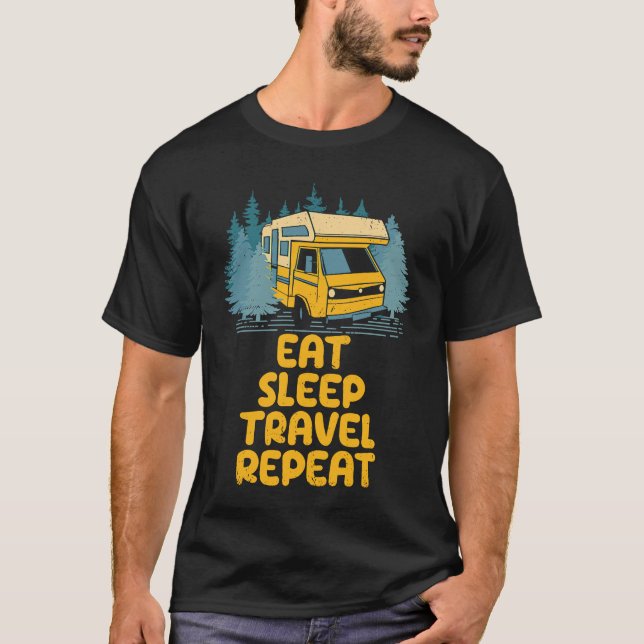 Camiseta Eat Sleep Travel Repeat  Traveler Humor Travel (Frente)