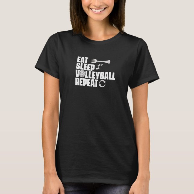 Camiseta Eat Sleep Volleyball Repeat Sport Beach Volleyball (Frente)