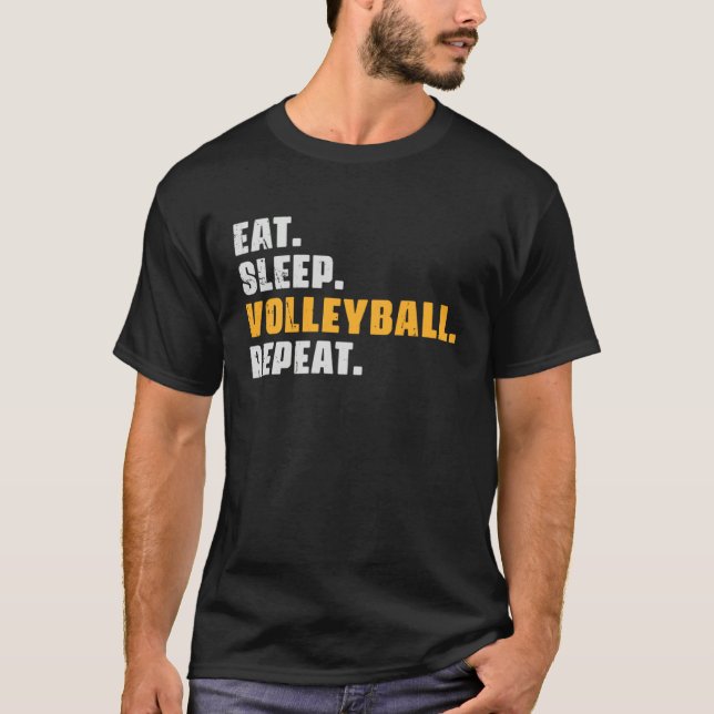 Camiseta Eat Sleep Volleyball Repeat   Volleyball Retro Vin (Frente)