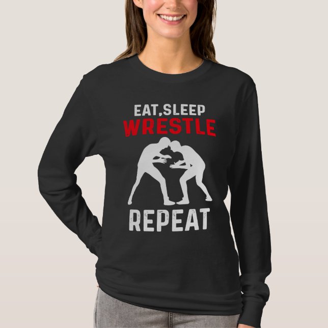 Camiseta Eat Sleep Wrestle Repeat Wrestling (Frente)