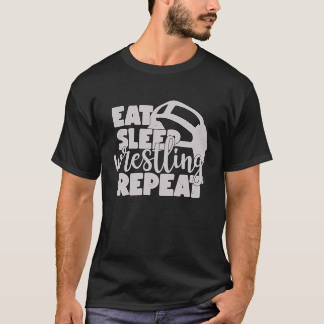 Camiseta Eat Sleep Wrestling Repeat Cute for Mom (Frente)