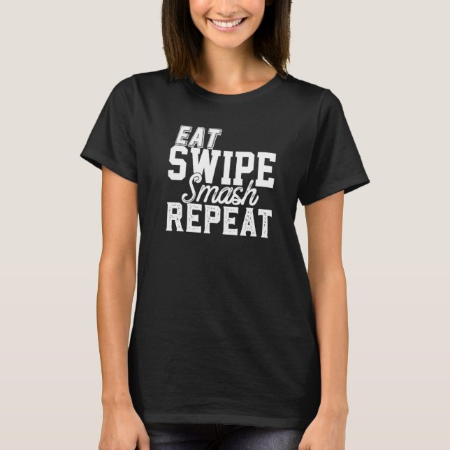Camiseta Eat Swipe Smash Online Single Dating Party  Frat G (Frente)