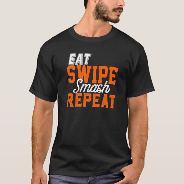 Camiseta Eat Swipe Smash Online Single Dating Party  Frat G (Frente)