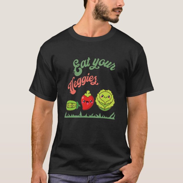 Camiseta Eat Your Veggies Vegan Life Cute Plant Based Veget (Frente)