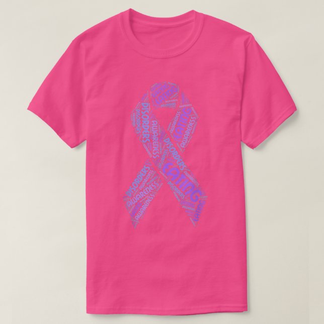 Camiseta Eating Disorder Awareness Periwinkle Ribbon Word C (Frente do Design)