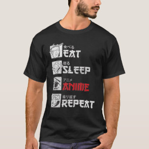Camiseta Eats Sleep Anime Repeats Gift