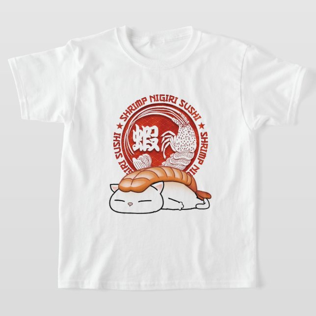 Camiseta Ebi Shrimp Sushi Cat (Postura )