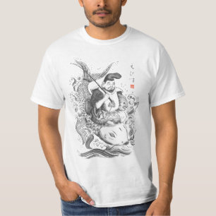 Camiseta Ebisu - Deus da Pesca e Comércio (pintura a tinta)