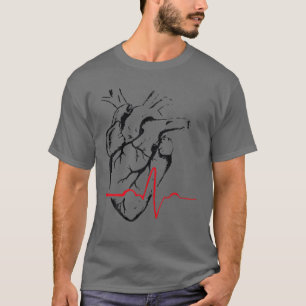 Camiseta ECG de desenho do coração anatômico
