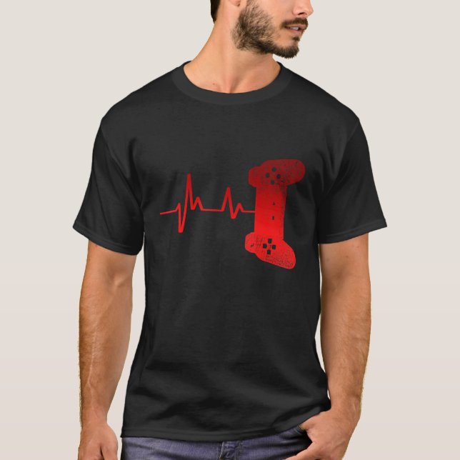 Camiseta Ecg Heartbeat Gamer Console Vídeo Gamer Computador (Frente)