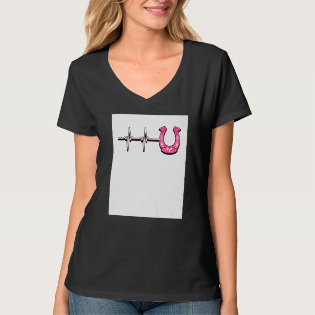 Camiseta Ecg Heartbeat Graphic Horse Lover Equestrian Rider (Frente)