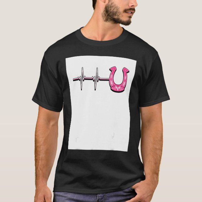 Camiseta Ecg Heartbeat Graphic Horse Lover Equestrian Rider (Frente)