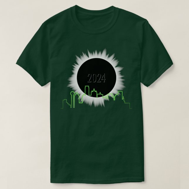Camiseta Eclipse 2024 Dallas Skyline TShirt (Frente do Design)