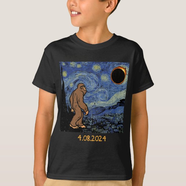 Camiseta Eclipse Bigfoot Starry Night Sasquatch Men Mulhere (Frente)