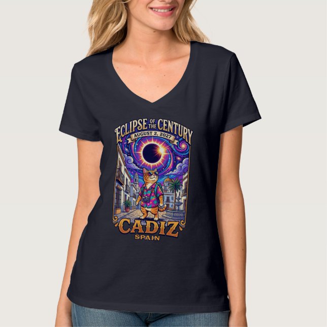 Camiseta Eclipse Do Século 2 De Agosto De 2027 Cadiz (Frente)