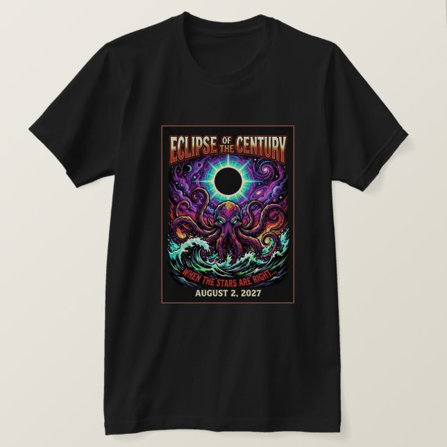 Camiseta Eclipse Do Século Cthulhu Lovecraft Eldritch (Frente do Design)