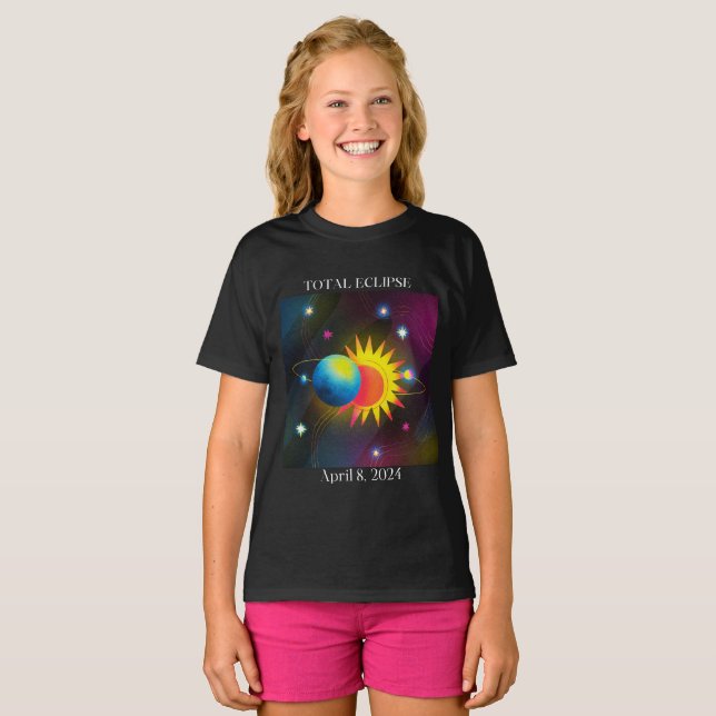 Camiseta Eclipse Flare 04.08.24 Total de Eclipse Solar EUA (Frente Completa)