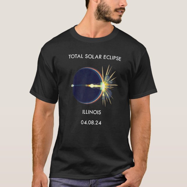 Camiseta Eclipse Flare 04 08 24 Total Solar Eclipse Illinoi (Frente)