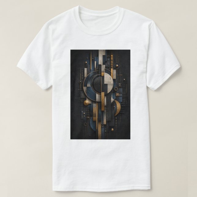 Camiseta Eclipse Geométrico | Arte de Parede Abstrata de Lu (Frente do Design)