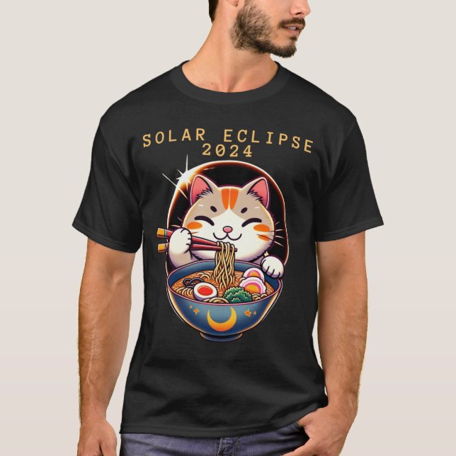 Camiseta Eclipse Solar 8 de Abril de 2024 Astronomia Gato K (Frente)