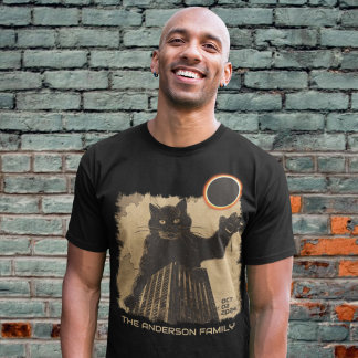 Camiseta Eclipse Solar Anular Engraçado Gato 2 de Outubro d