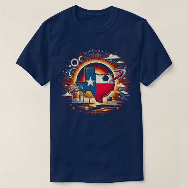 Camiseta Eclipse Solar do Texas 2024 Eclipes Solares da Noi (Frente do Design)