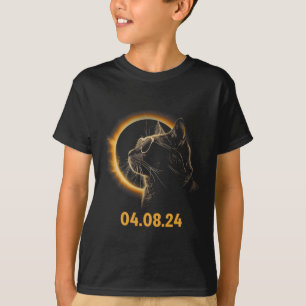 Camiseta Eclipse Solar Gato Óculos Eclipse Solar Diversão d