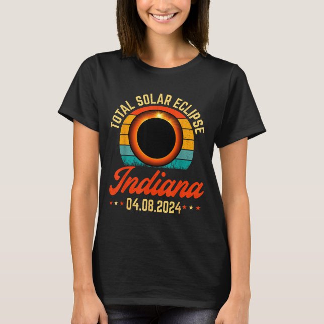 Camiseta Eclipse Solar Indiana Ilustração Total Solar (Frente)