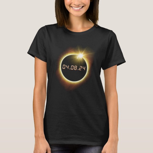 Camiseta Eclipse Solar Total 04 08 24 Eclipes Solares Totai (Frente)
