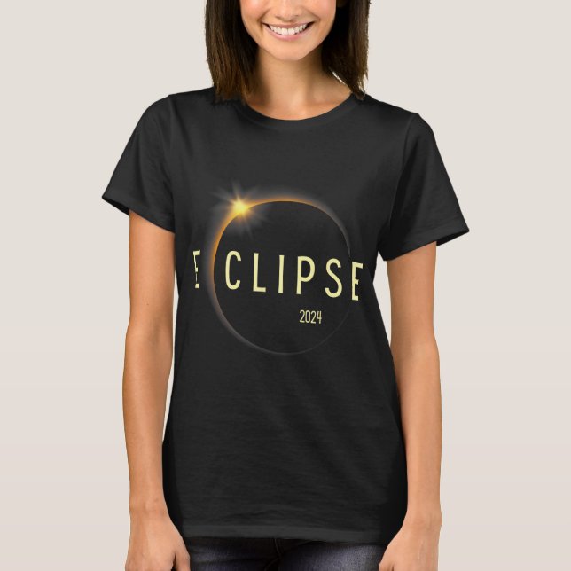 Camiseta Eclipse Solar Total 2024 Homens Mulheres Crianças (Frente)
