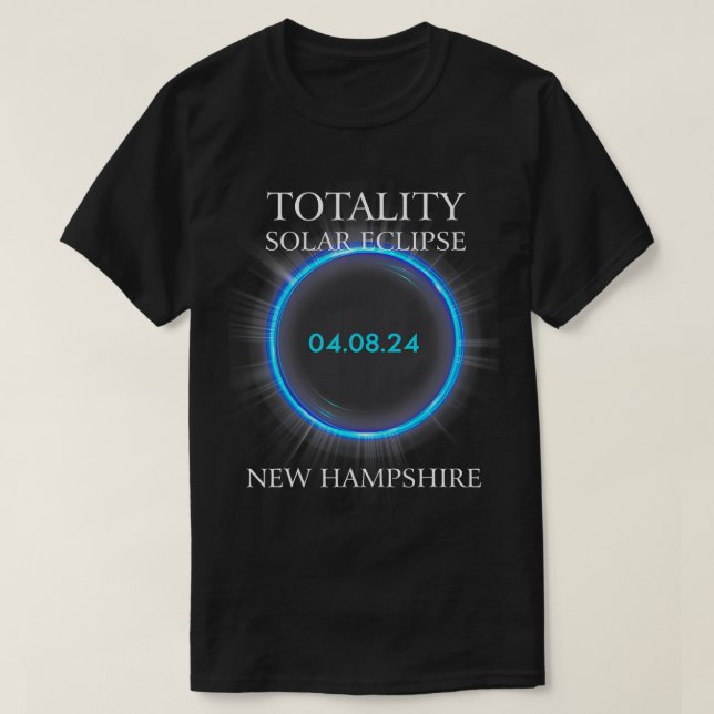 Camiseta Eclipse Solar Total 2024 New Hampshire Astronomy L (Frente do Design)