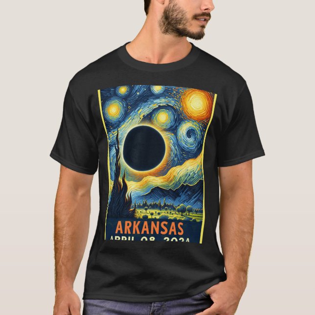 Camiseta Eclipse Solar Total 2024 Noite Estrelada (Frente)