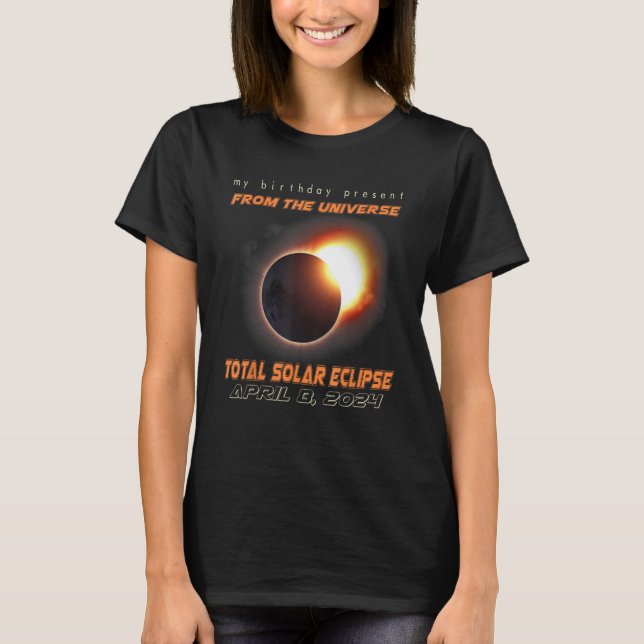 Camiseta Eclipse Solar Total Abr 8 2024 Aniversário (Frente)