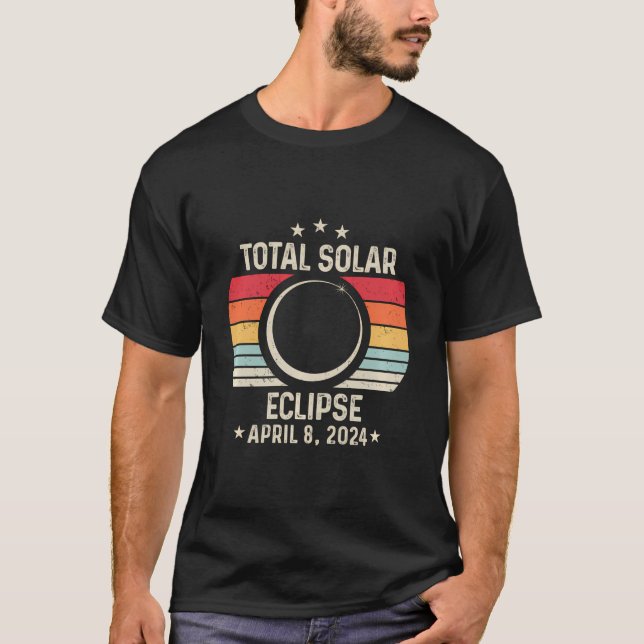 Camiseta Eclipse Solar Total Abril 8 2024 Astronomia Retroa (Frente)
