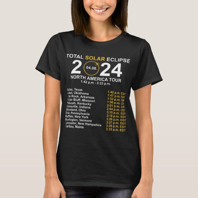 Camiseta Eclipse Solar Total Abril 8 Caminho Do Eclipse (Frente)
