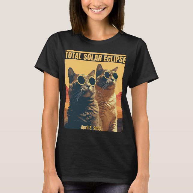 Camiseta Eclipse Solar Total Abril 8 Gatos Eclipse (Frente)