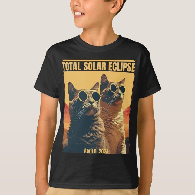 Camiseta Eclipse Solar Total Abril 8 Gatos Eclipse (Frente)