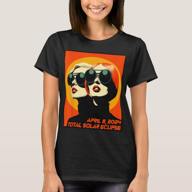 Camiseta Eclipse Solar Total Abril 8 Mulheres Observadoras  (Frente)