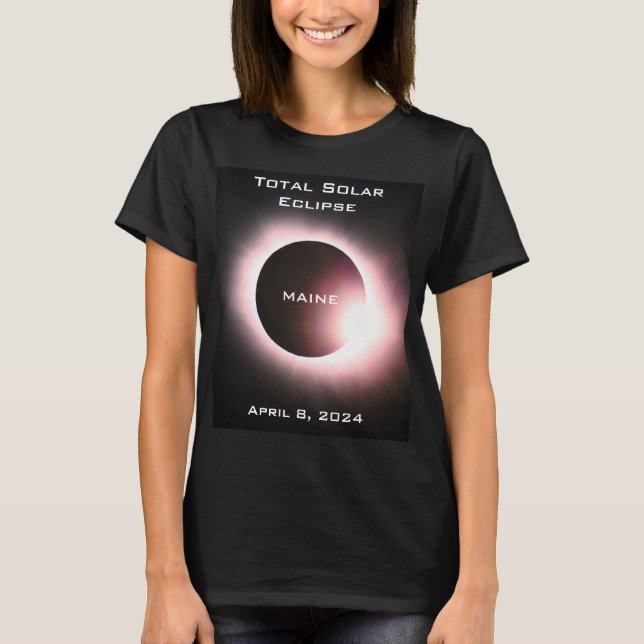 Camiseta Eclipse solar total da MAINE 8 de abril de 2024 (Frente)