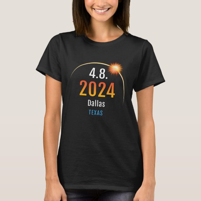 Camiseta Eclipse Solar Total Dallas Texas TX 2024 17 (Frente)
