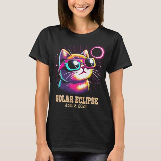 Camiseta Eclipse Solar Total do Gato 8 de abril (Frente)