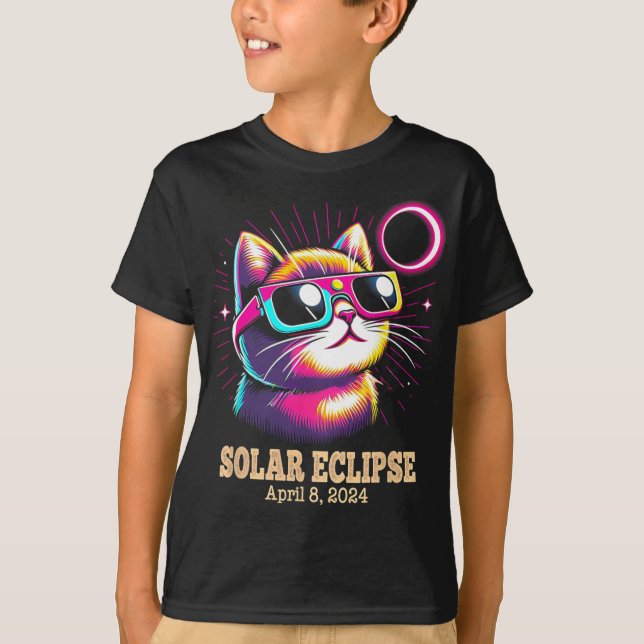 Camiseta Eclipse Solar Total do Gato 8 de abril (Frente)